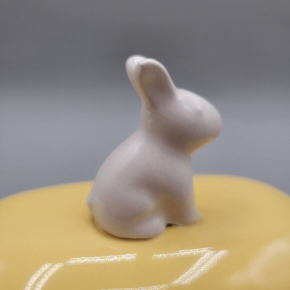 Rare Rae Dunn Magenta Exclusive Yellow Ceramic Butter Dish Bunny Knob Floral - Picture 7 of 10